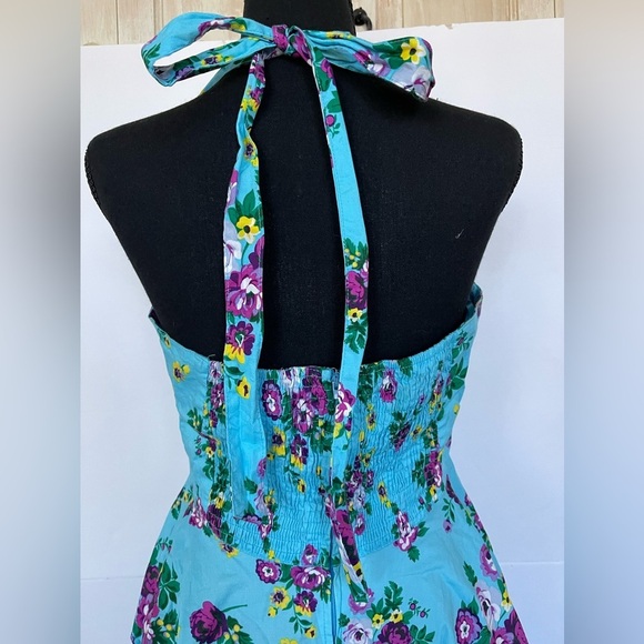Hell Bunny Turquoise Floral Halter Dress - Picture 5 of 10